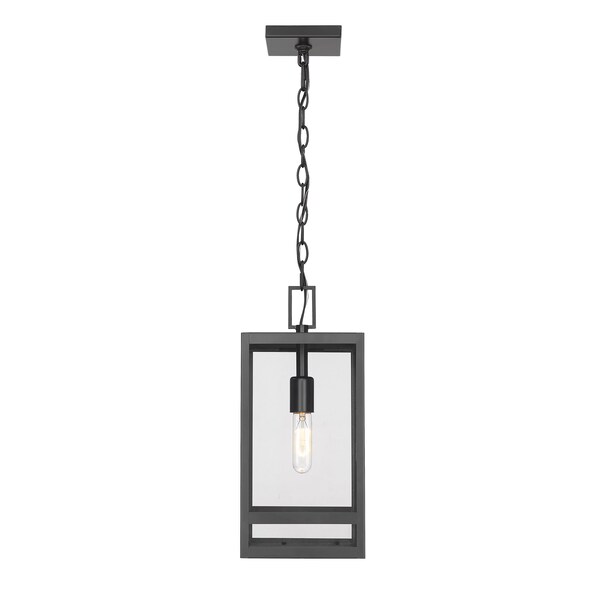 Nuri 1 Light Outdoor Chain Mount Ceiling Fixture, Black & Clear